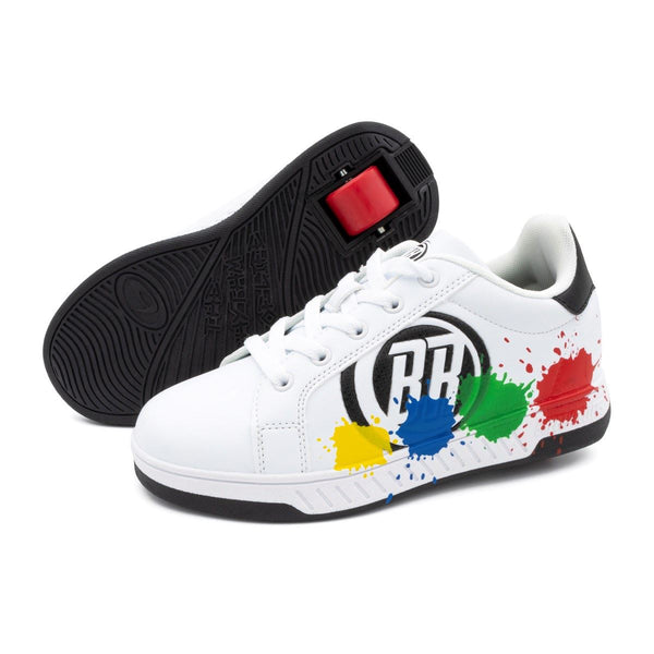 Breezy Rollers Shoes With Wheels - Splatter - White / Black / Multicoloured - Skatewarehouse.co.uk