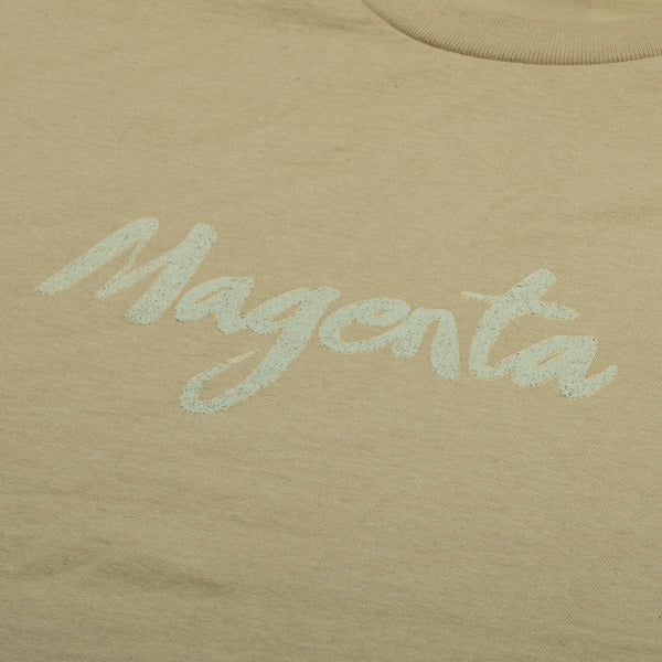 Magenta Script Tee Beige