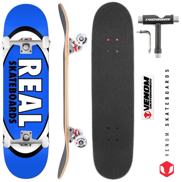 Real Team Classic Oval Blue Custom Complete Skateboard - 8.5