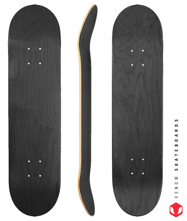 Venom Blank Skateboard Deck - Black - 7.75