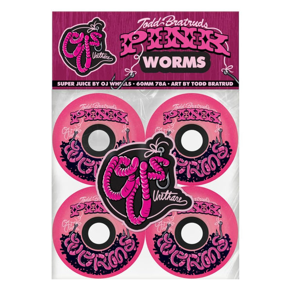 OJ Skateboard Wheels Pink Worms Super Juice 78a - Pink - Skatewarehouse.co.uk