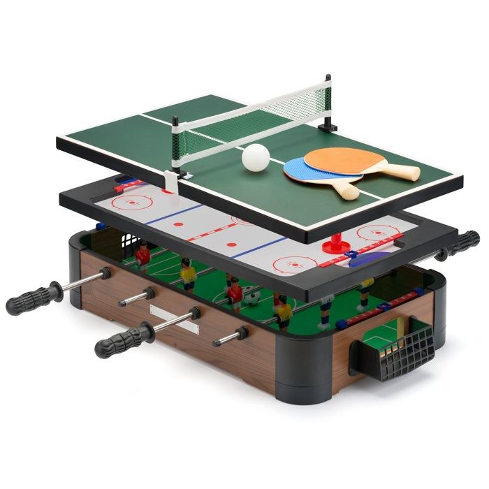 Toyrific 20" 3 In 1 Games Table - Dark Brown