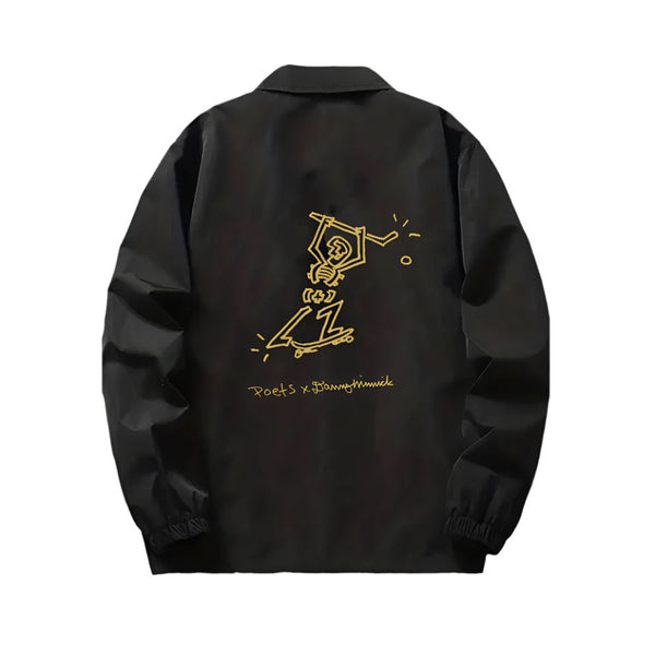 Danny Minnick X Poets Coaches Jacket (Black With Gold Print) - S