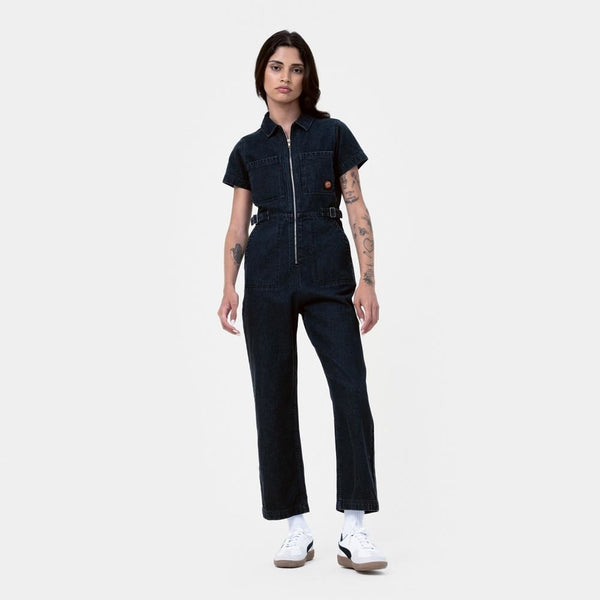Santa Cruz Womens Jumpsuit Line Up Utility Jumpsuit - Black Wash - Skatewarehouse.co.uk
