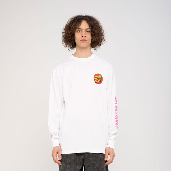 Santa Cruz Longsleeve T-Shirt Meek Slasher L/S T-Shirt - White - Skatewarehouse.co.uk