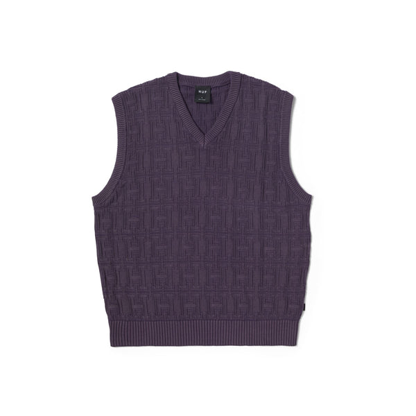 Interlaced Jacquard Overdyed Vest (Raisin)