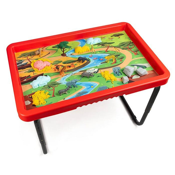 Toyrific Plastic Play Tray Table for Indoor and Outdoor Play - Farm and Safari Toy