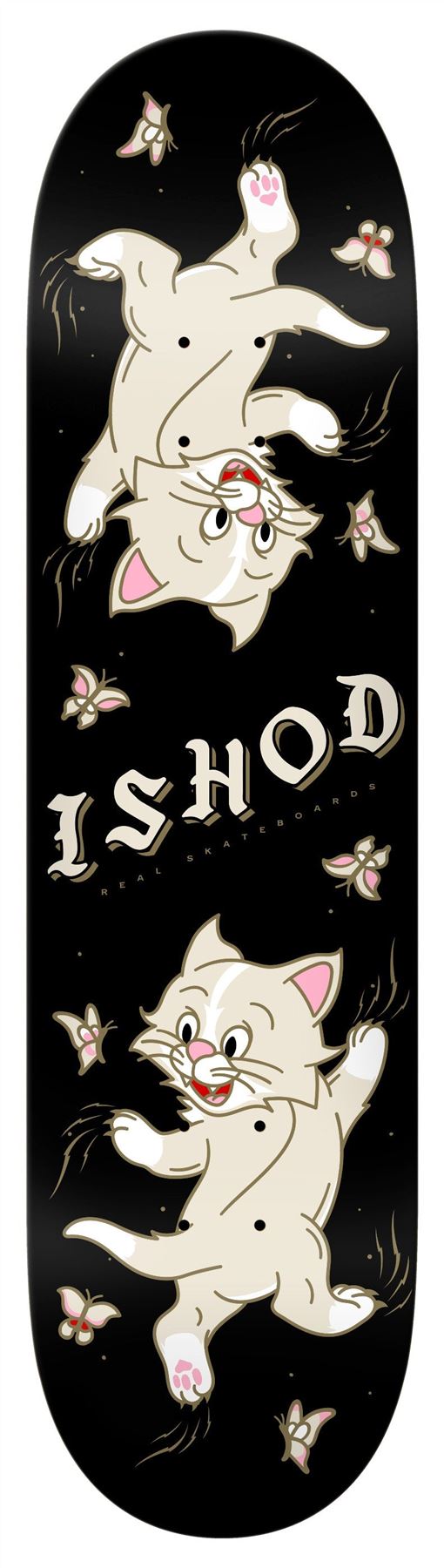 Real Ishod Kitten Scratch Twin Tail (Black) Skateboard Deck - 8.5