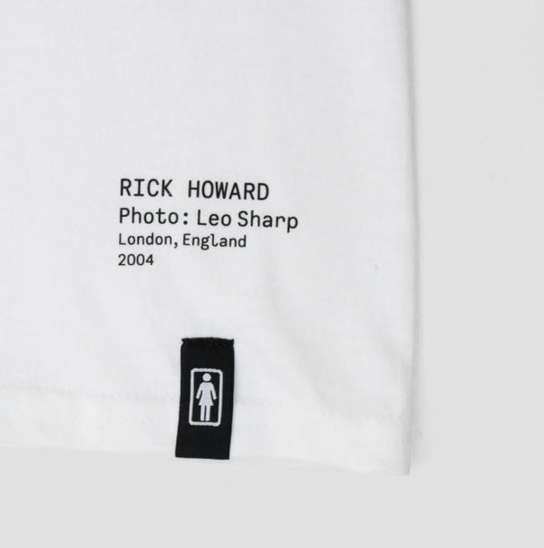 Girl Shot by Leo Sharp Rick Howard Tee White - Skatewarehouse.co.uk