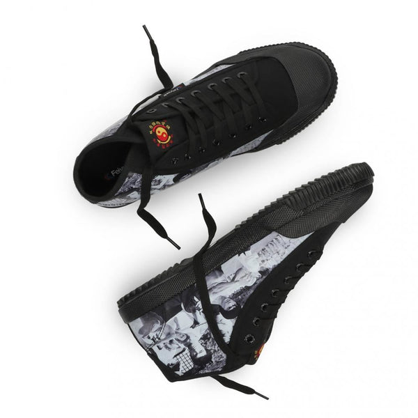 Feiyue Footwear Feiyue x Bruce Lee 1920 Mid Martial Arts/Gym/Lifing Shoes - Black / Montage - Skatewarehouse.co.uk