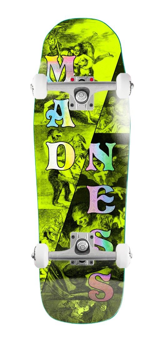 Madness Split R7 Saftey Yellow / Holographic x Venom Custom Complete Skateboard - 8.25