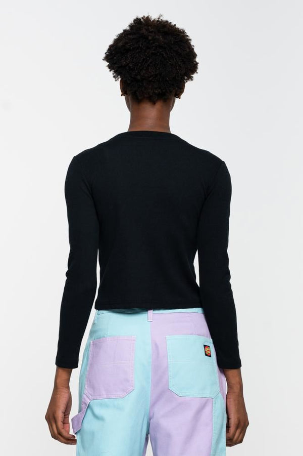 Santa Cruz Womens L/S T-Shirt Classic Dot Front L/S T-Shirt - Black - Skatewarehouse.co.uk
