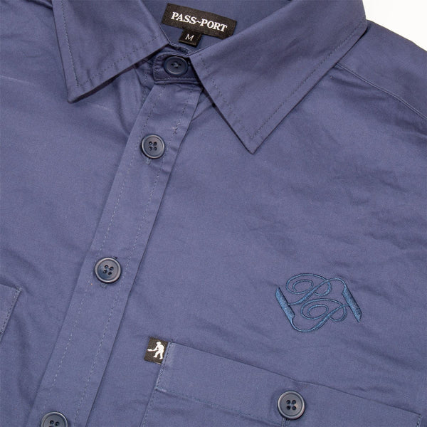 Pass~Port Workers Banner Shortsleeve Shirt (French Navy) Shorts - XL