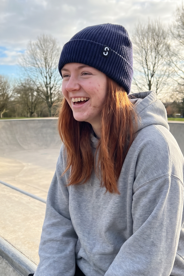 Skatewarehouse Beanie - Navy Blue - One Size