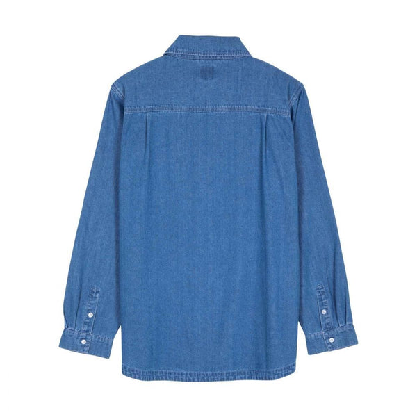 Santa Cruz Shirt Global Oval Dot Denim Shirt - Classic Blue - Skatewarehouse.co.uk