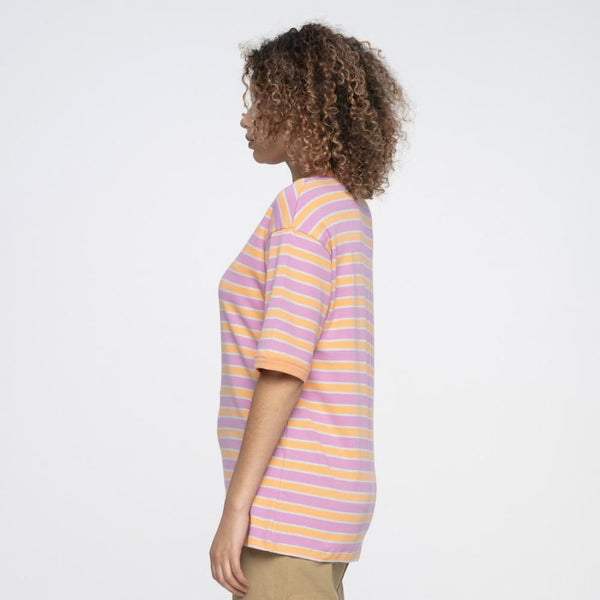 Santa Cruz Womens T-Shirt Ad Strip Dolly Oversized Tee - Pink / Orange Stripe - Skatewarehouse.co.uk
