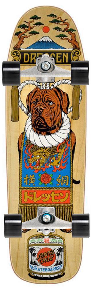 Santa Cruz Shaped Dressen Sumo Dog x Carver Custom Surf Skate Skateboard CX - 9.3