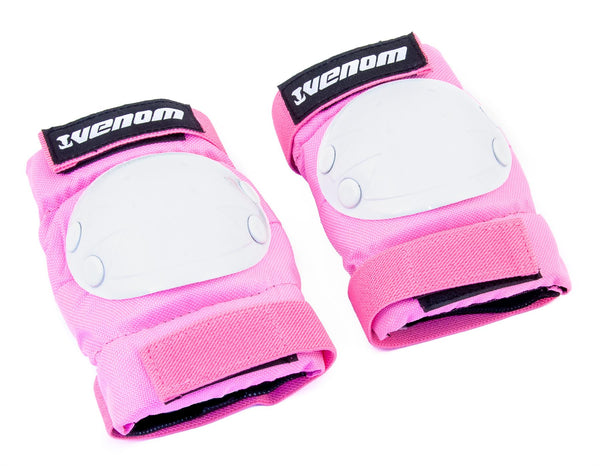 Venom Triple Knee/Elbow/Wrist Pad Set - Pink White - Skatewarehouse.co.uk