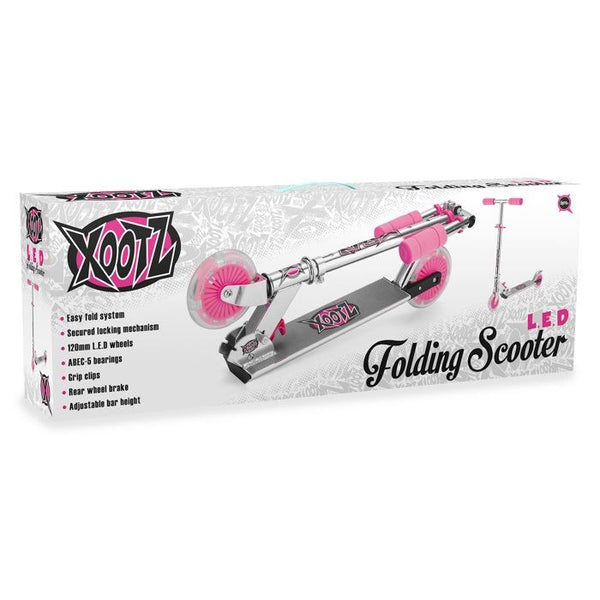 Xootz Folding Scooter Led Wheels - Pink