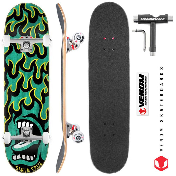 Santa Cruz Birch Screaming Flame 7 Ply x Venom Custom Complete Skateboard - 8.5