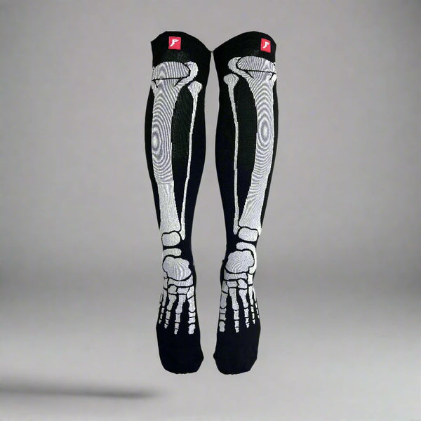 Footprint Knee High Painkiller Fluid X Skeleton Padded Shin Socks - M