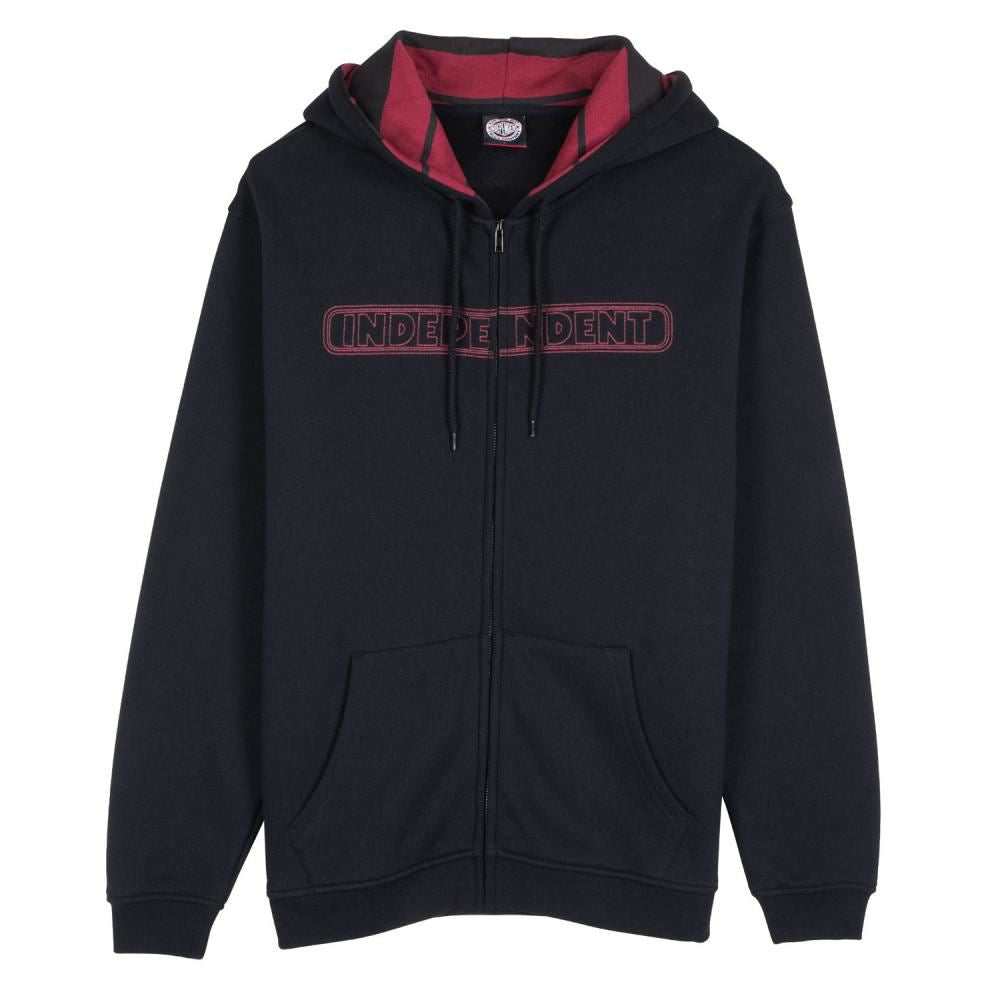 Independent Zip Hood Bar Stitch Zip Hood - Black - Skatewarehouse.co.uk