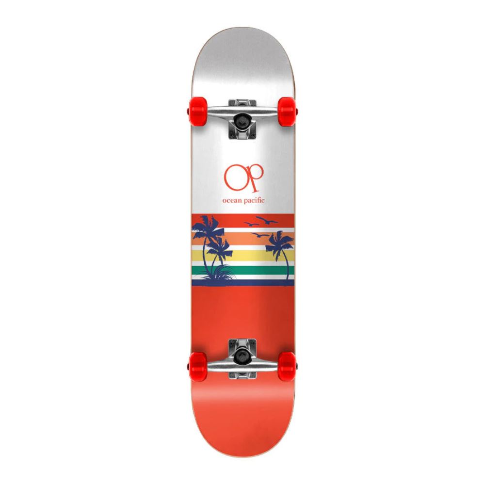 Ocean Pacific Sunset Park / Street White / Red Complete Skateboard - 8.0"