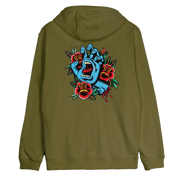 Santa Cruz Zip Hood Screaming Flash Zip Hood - Sea Kelp - Skatewarehouse.co.uk