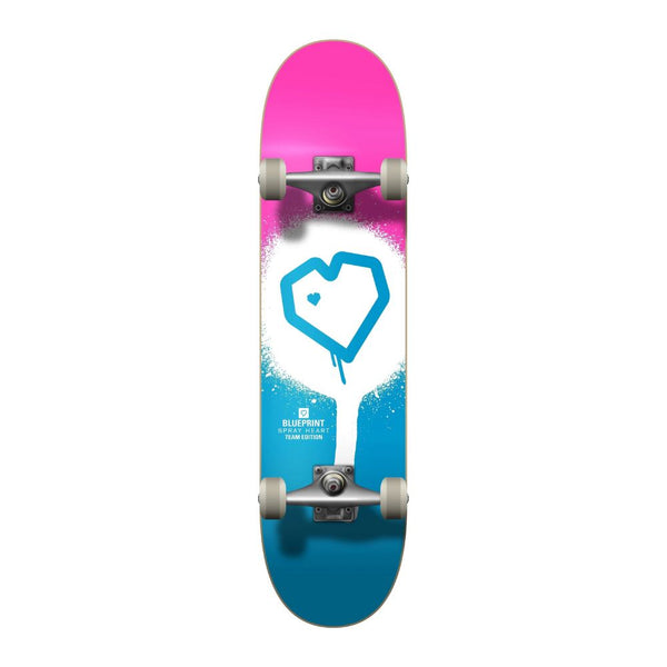 Blueprint Spray Heart Blue / Pink Complete Skateboard - 7.75