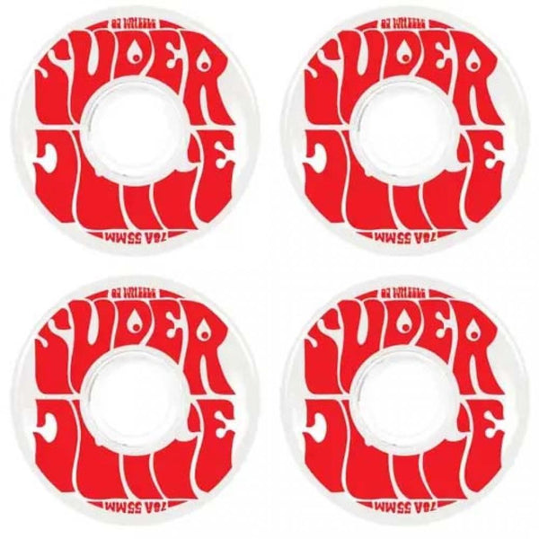 OJ Soft Skateboard Wheels Mini Super Juice 78a - White With Red Graphic - Skatewarehouse.co.uk
