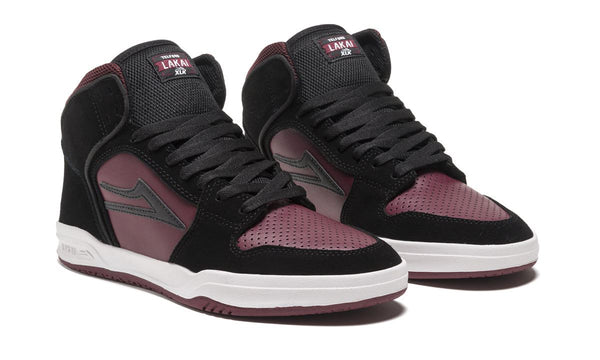 Lakai Telford Skate Shoes - Black / Burgundy - Skatewarehouse.co.uk