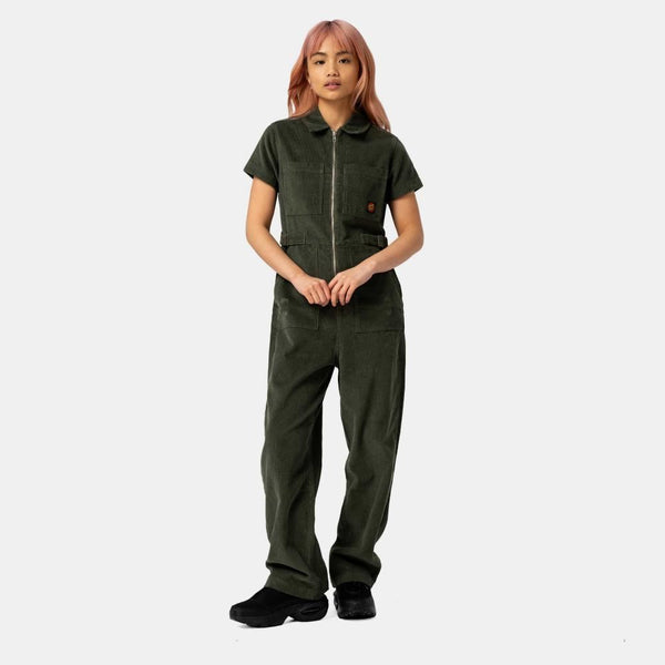Santa Cruz Womens Pant Line Up Utility Jumpsuit - Dark Moss - Skatewarehouse.co.uk