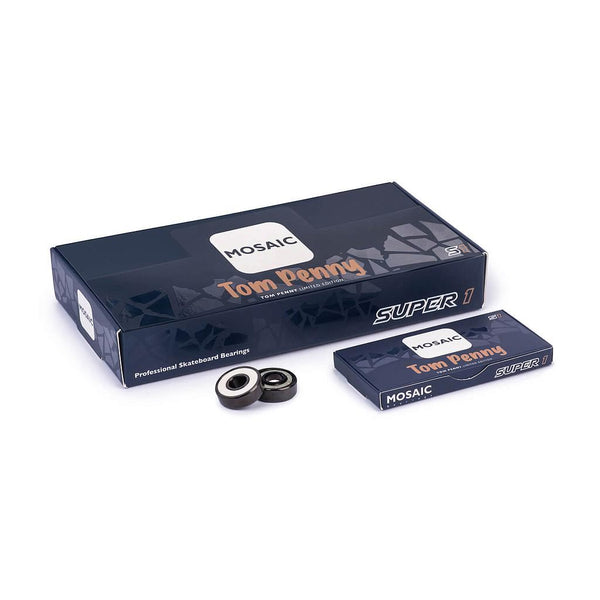 Mosaic Super 1 Tom Penny Abec 7 Black White Mosaic Bearings - Skatewarehouse.co.uk