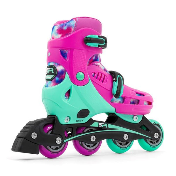 SFR Cyclone II Adjustable Inline Skates Tie Dye Bundle - SFR Helmet & Pads