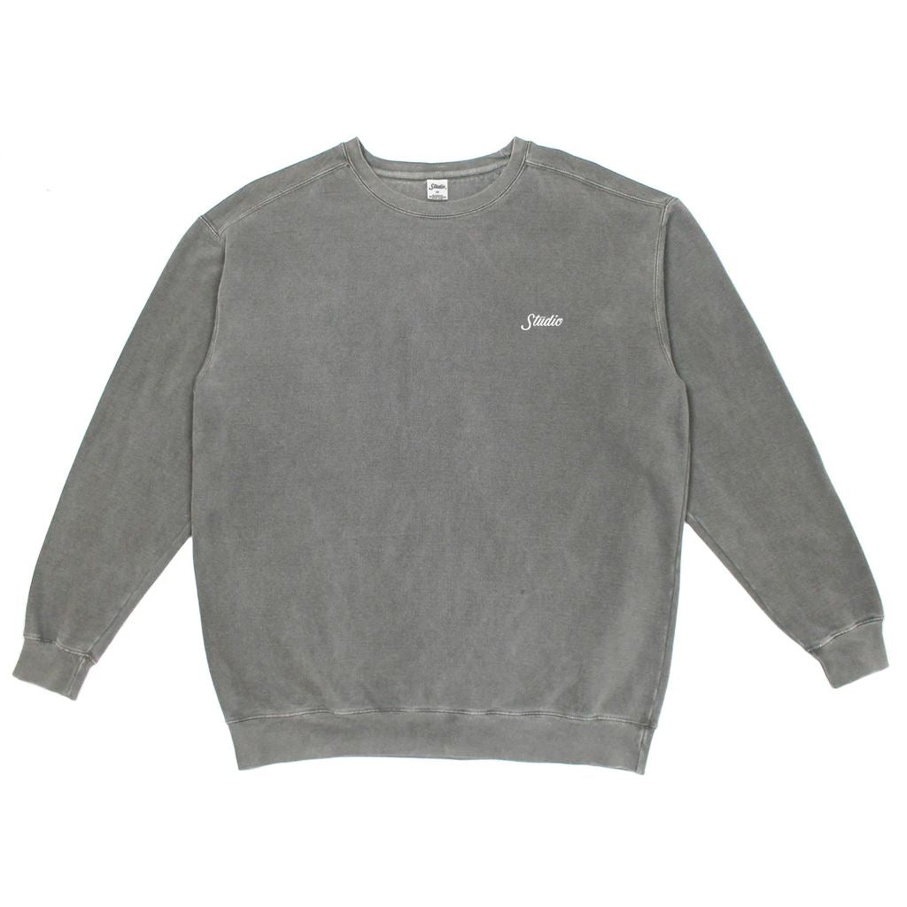 Studio Skateboards Small Script - Garment Dyed Crew Grey