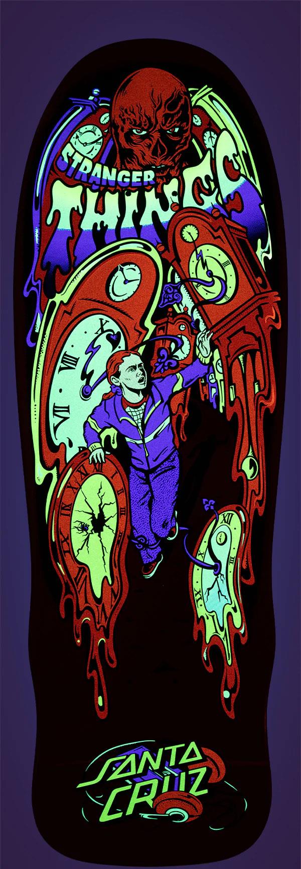 Santa Cruz x Stranger Things Grabke Max Melting Clock **Glow in the Dark** Skateboard Deck - 9.7