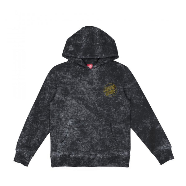 Santa Cruz Youth Hood Youth 50th Opus Dot Chest Hood - Black Acid Wash - Skatewarehouse.co.uk