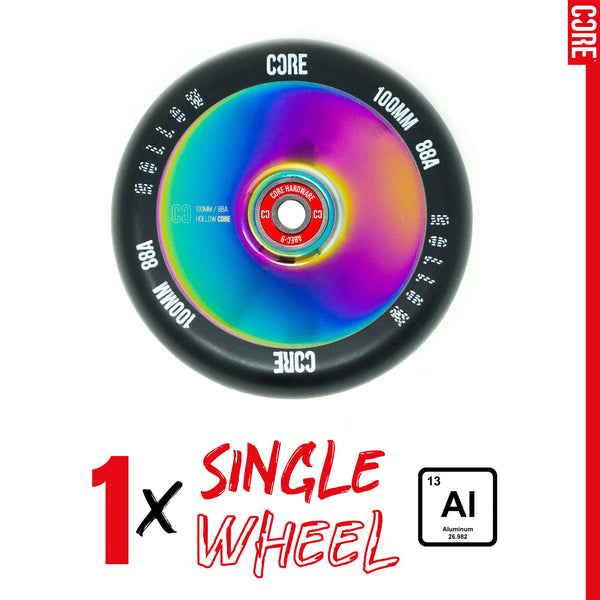 CORE Hollow Stunt Scooter 100mm - NeoChrome / Black Scooter Wheels