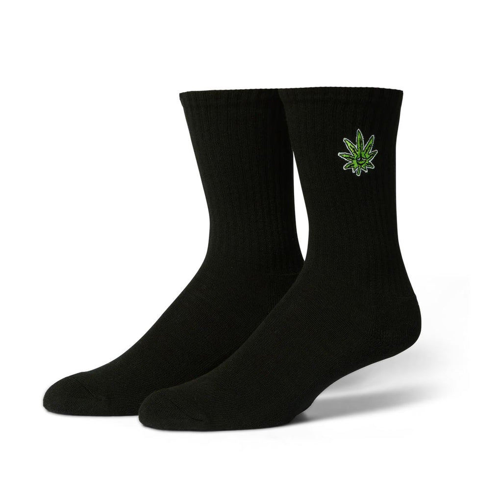 HUF Green Buddy Embroidered Sock (Black) - One Size