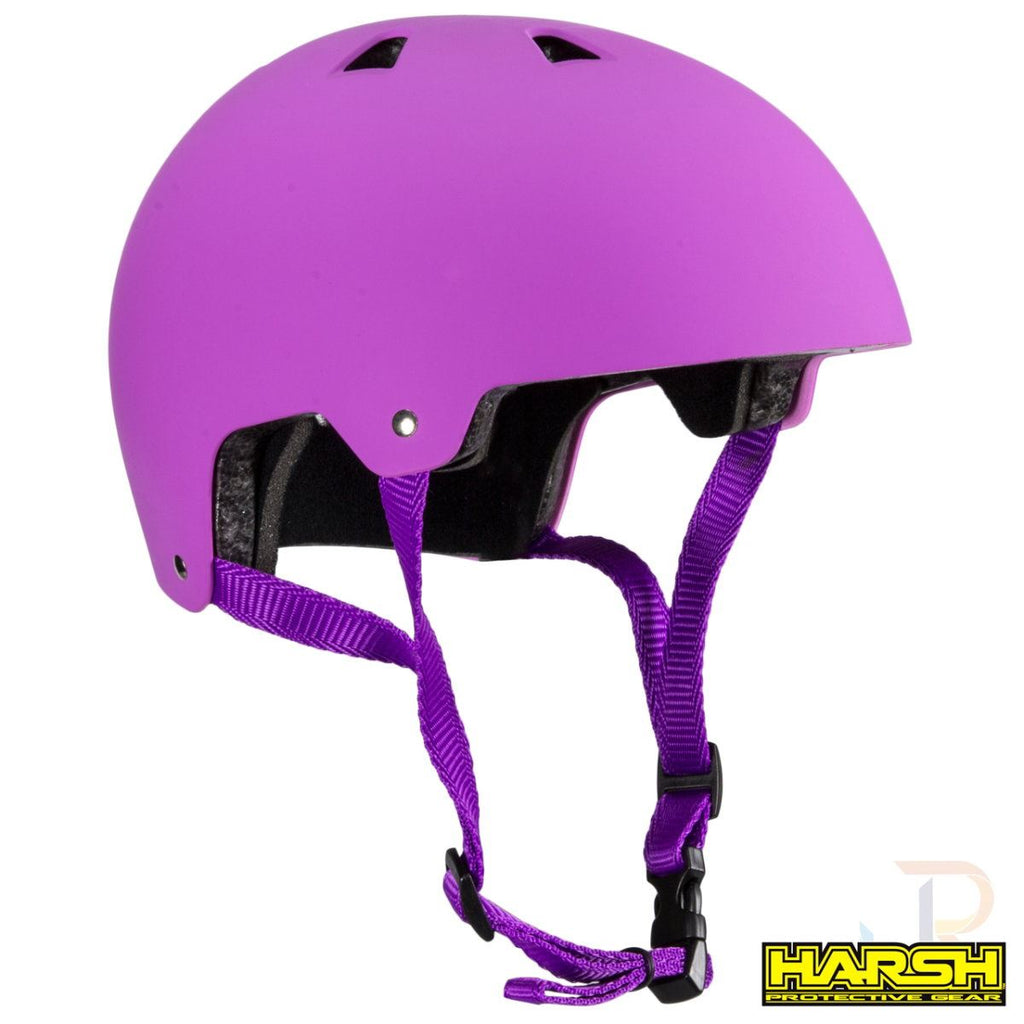 Harsh ABS Helmet - Pastel Pink with Purple Straps