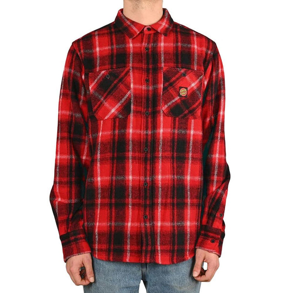 Santa Cruz Shirt Apex LS Shirt - Red Check - Skatewarehouse.co.uk