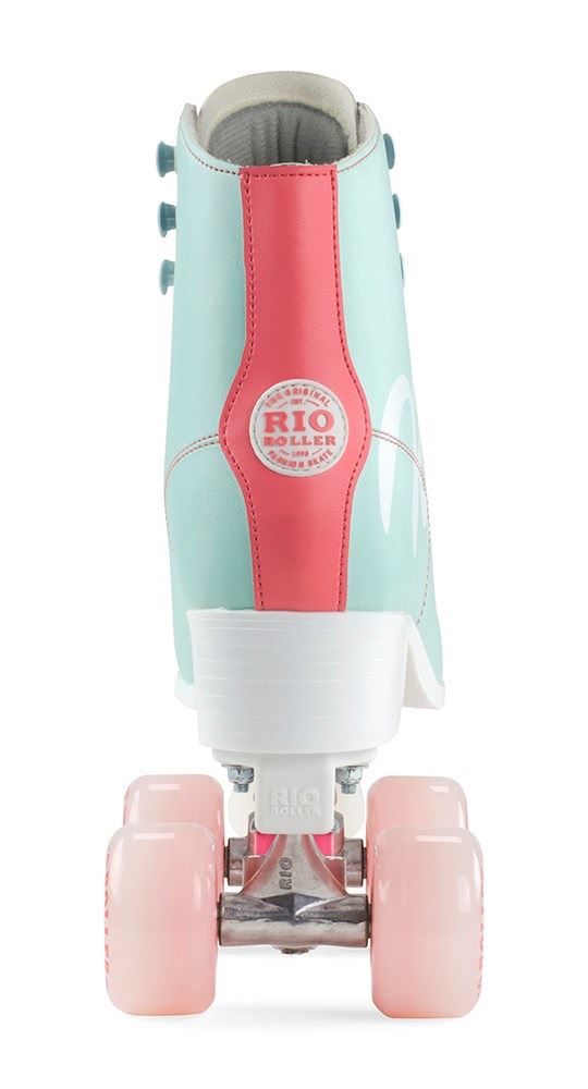 Rio Roller Script Quad Skates - Teal / Coral - Skatewarehouse.co.uk