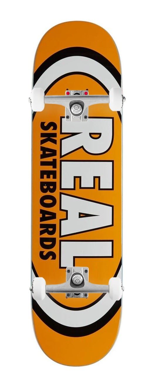 Real Team Classic Oval -True Mid (Orange) x Venom Custom Complete Skateboard - 7.5