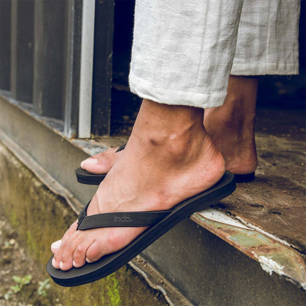 Indosole - Mens Flip Flops - ESSNTLS - Black Shoes