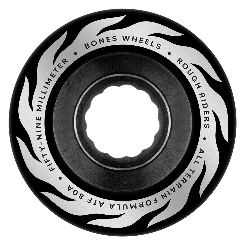 BONES Rough Riders • Eternal Flame • ATF • • 80A • Black Skateboard Wheels - 59mm