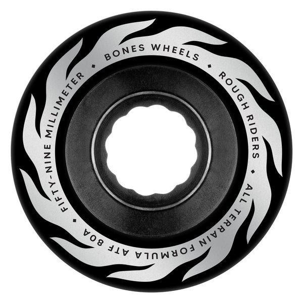 BONES Rough Riders • Eternal Flame • ATF • • 80A • Black Skateboard Wheels - 59mm