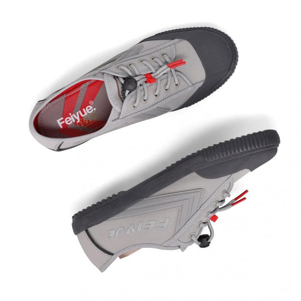 Feiyue Footwear Fe Lo 1920 EXO Martial Arts/Gym/Lifing Shoes - Neutral Grey / Pewter / Fiery Red - Skatewarehouse.co.uk