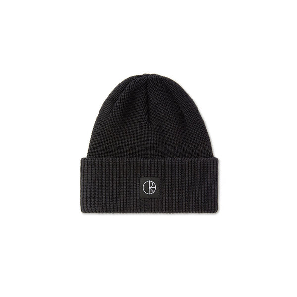 Double Fold Merino Beanie (Black) - One Size