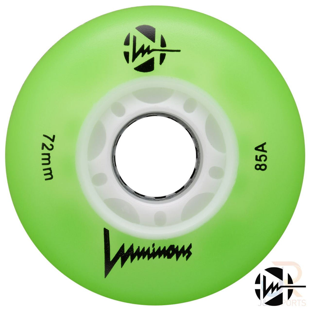 Luminous Led Inline Wheel (Set of 4 Wheels) - Green - 72Mm/85A - Skatewarehouse.co.uk
