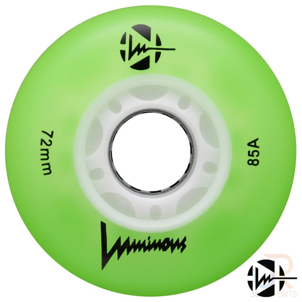 Luminous Led Inline Wheel (Set of 4 Wheels) - Green - 72Mm/85A - Skatewarehouse.co.uk